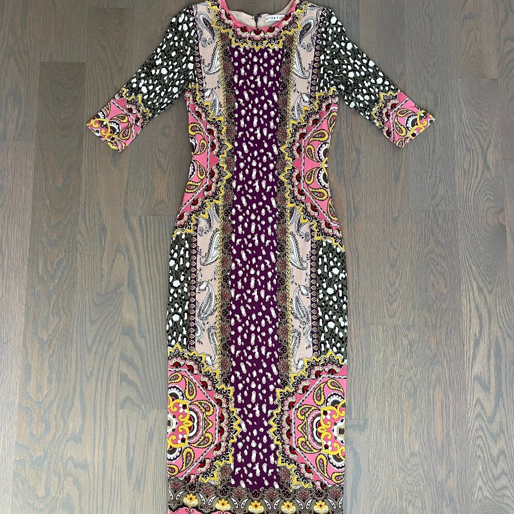 Womens Size 2 Alice + Olivia Vibrant Paisley Bodycon Dress